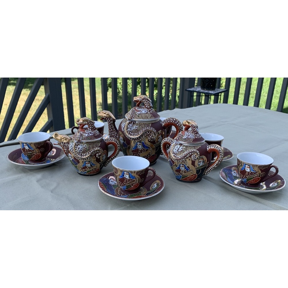 VTG JB Betson Dragonware 15 PC Tea Set Moriage Teapot Cups Saucers